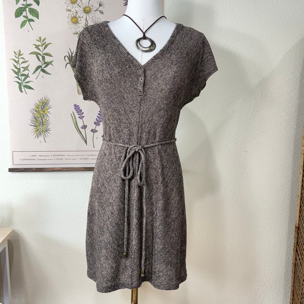 90s Y2k Knit Henley Tunic Top Mini Dress Mori Kei Forest Fairy Grunge Coastal S